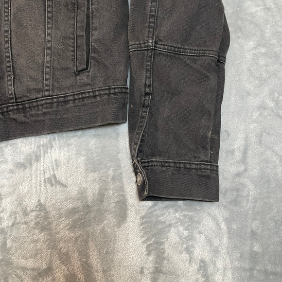 Free People Women's Jacket Size Medium Black Washed Denim Trucker - Picture 3 of 7